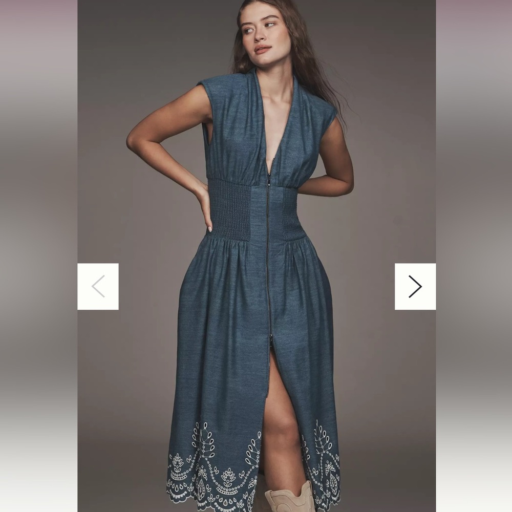 The Tommie Denim Eyelet Trim Dress